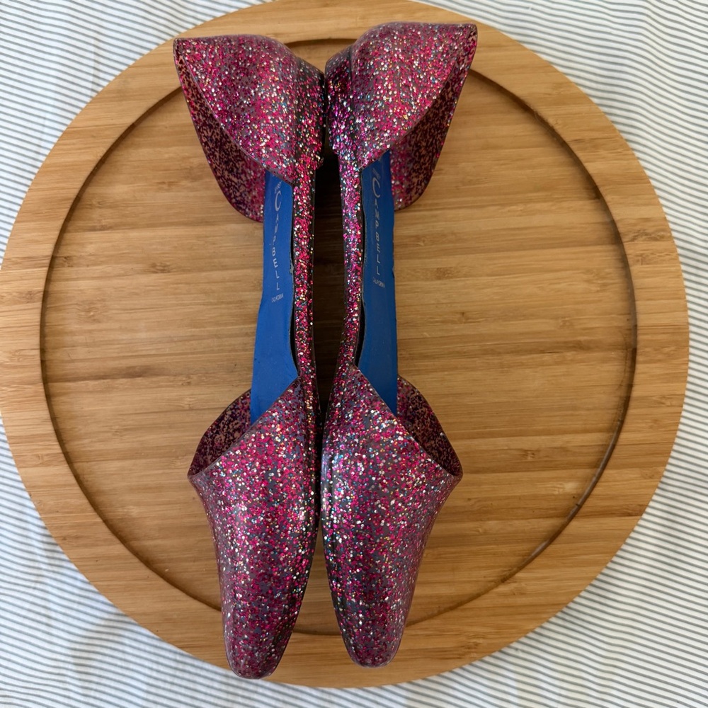 Jeffrey Campbell Pink Glitter Jelly Point Flats Slip On Barbie Girly size 9 - Picture 3 of 6